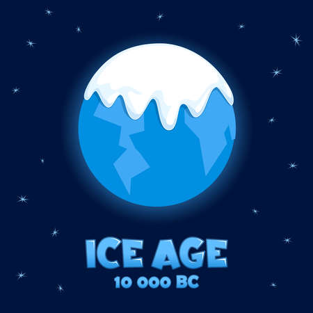 Planet "Earth" in the Ice Age. Vector illustrationのイラスト素材