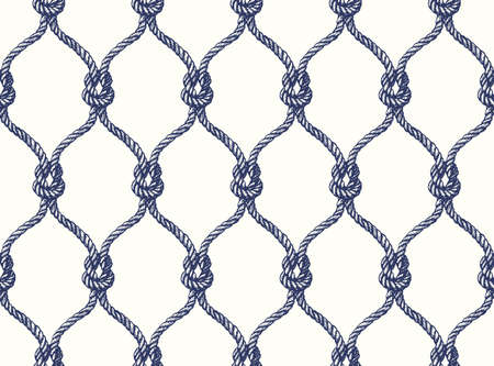 Rope seamless tied fishnet pattern. Vector Wallpaperのイラスト素材