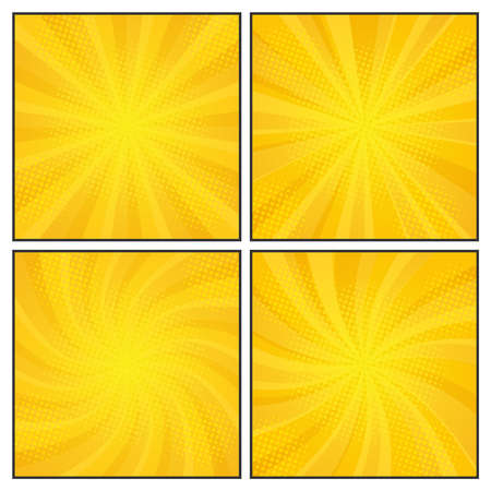 Set of comics rays background with halftones. Vector summer backdrop for your illustrationsのイラスト素材