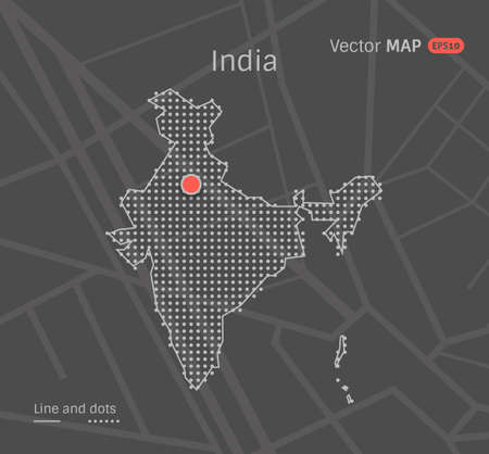 Vector Dotted India Map isolated on gray backgroundのイラスト素材