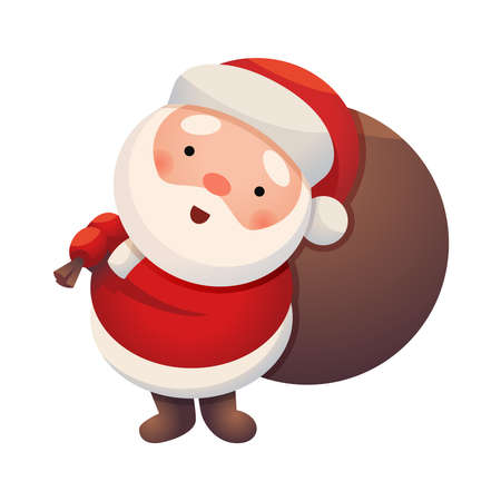 Santa Claus on white background. Sticker Jolly Santa. Cute Christmas character. Greeting Cardのイラスト素材