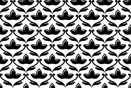 Seamless ethnic floral pattern. Black and white vector ornament.のイラスト素材