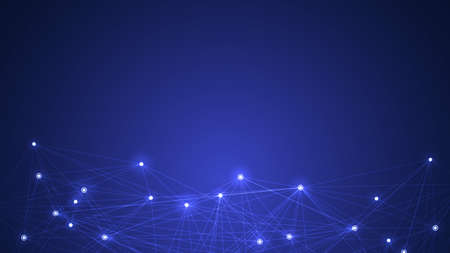 Vector design network communication technology on dark blue background. Futuristic digital science...