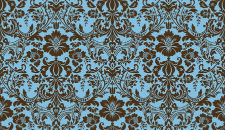 Vector seamless damask pattern. Blue and brown colors. Rich ornament, old Damascus style pattern for wallpapers, textile, Scrapbooking etc.のイラスト素材