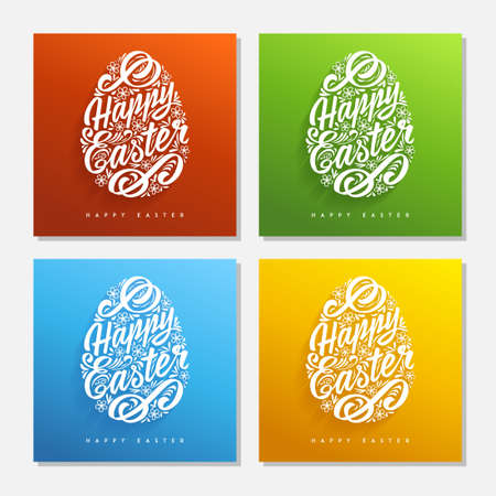 Happy easter greeting card template of different colors. Greeting Card. Vector illustrationのイラスト素材