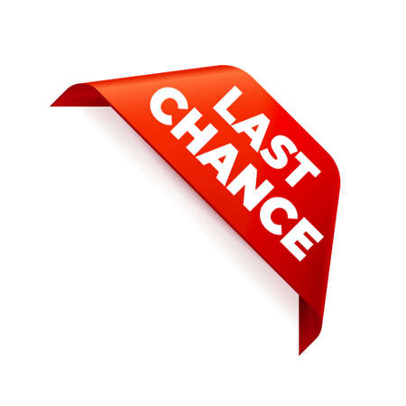 Red Vector Banner Ribbon on white background, corner ribbon. Last Chanceのイラスト素材
