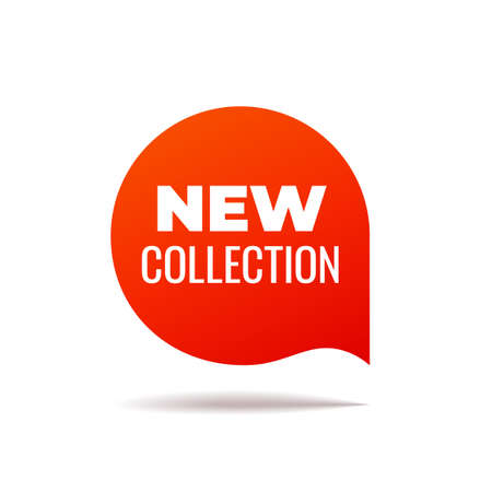 Red Vector Banner speech bubble on white background. New Collectionのイラスト素材