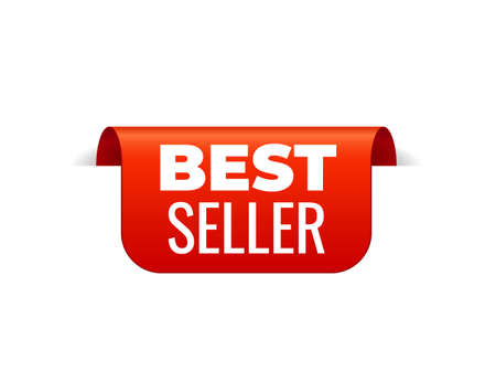 Red Vector Banner Ribbon on white background, top bookmark. Best Sellerのイラスト素材