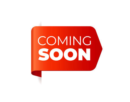 Red Vector Banner Ribbon on white background, left bookmark. Coming Soonのイラスト素材