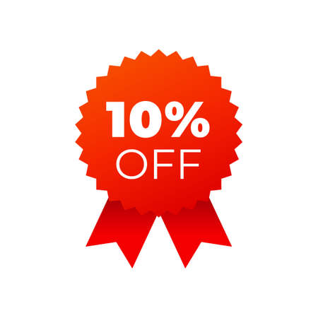Red award medals symbol on white background. 10 percent offのイラスト素材