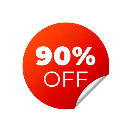 Red Vector Banner Sticker on white background. 90 percent offのイラスト素材