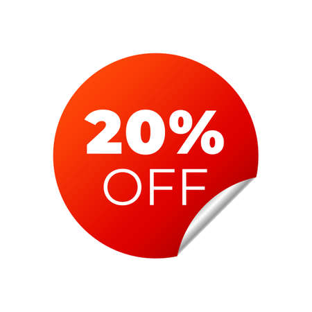 Red Vector Banner Sticker on white background. 20 percent offのイラスト素材