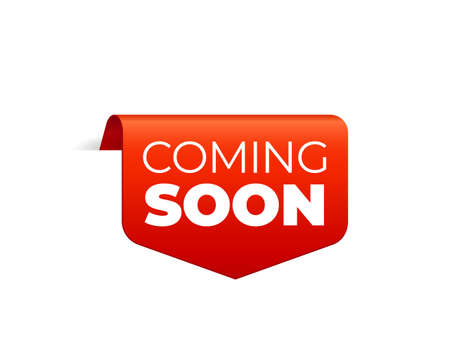Red Vector Banner Ribbon on white background, top bookmark. Coming Soonのイラスト素材