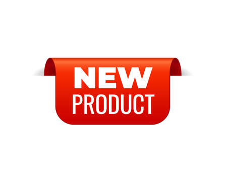 Red Vector Banner Ribbon on white background, top bookmark. New Productのイラスト素材