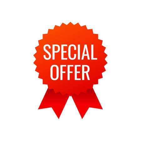 Red award medals symbol on white background. Special Offerのイラスト素材