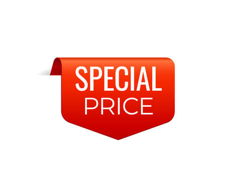 Red Vector Banner Ribbon on white background, top bookmark. Special priceのイラスト素材
