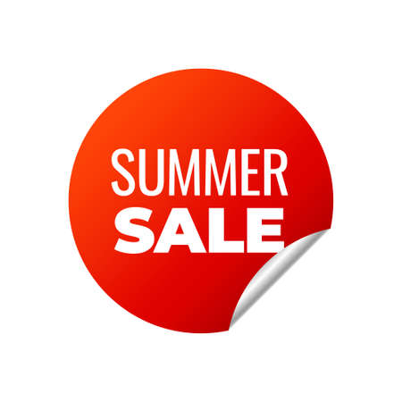 Red Vector Banner Sticker on white background, summer sale - Vector Illustrationのイラスト素材