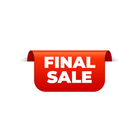Red Vector Banner Ribbon on white background, top bookmark, final sale - Vector Illustrationのイラスト素材