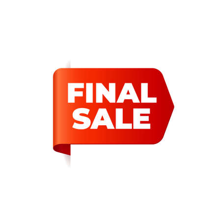 Red Vector Banner Ribbon on white background, left bookmark, final sale - Vector Illustrationのイラスト素材