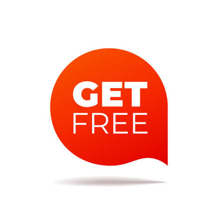 Red Vector Banner speech bubble on white background, get free - Vector Illustrationのイラスト素材