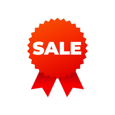 Red award medals symbol on white background, sale - Vector Illustrationのイラスト素材