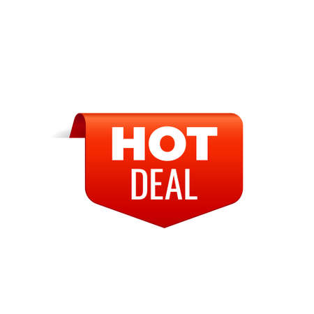 Red Vector Banner Ribbon on white background, top bookmark, hot deal - Vector Illustrationのイラスト素材