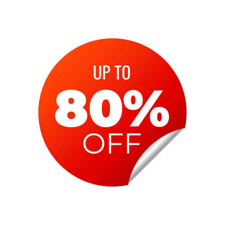 Red Vector Banner Sticker on white background, up to 80 percent off - Vector Illustrationのイラスト素材