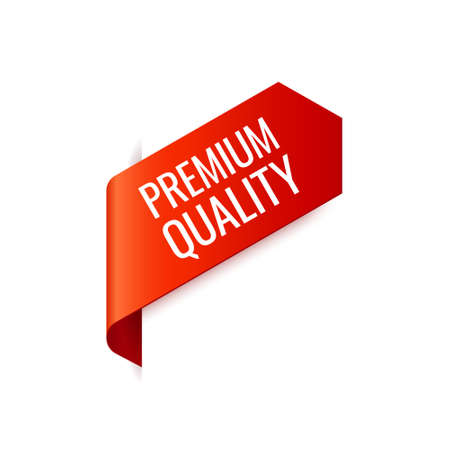 Red Vector Banner Ribbon on white background, left bookmark, premium quality - Vector Illustrationのイラスト素材