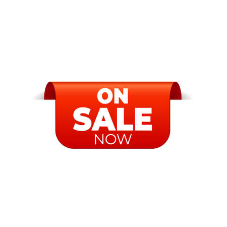 Red Vector Banner Ribbon on white background, top bookmark, on sale now - Vector Illustrationのイラスト素材