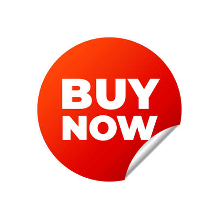 Red Vector Banner Sticker on white background, buy now - Vector Illustrationのイラスト素材