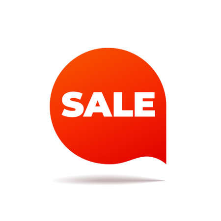 Red Vector Banner speech bubble on white background, sale - Vector Illustrationのイラスト素材