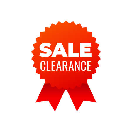 Red award medals symbol on white background, sale clearance - Vector Illustrationのイラスト素材