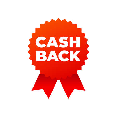 Red award medals symbol on white background, cash back - Vector Illustrationのイラスト素材