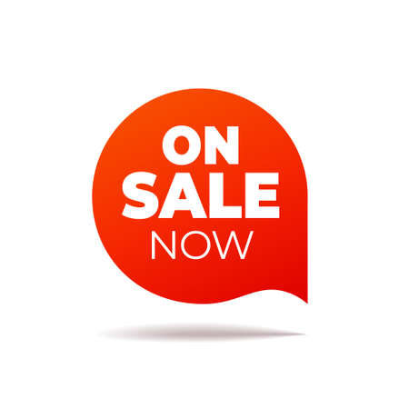 Red Vector Banner speech bubble on white background, on sale now - Vector Illustrationのイラスト素材