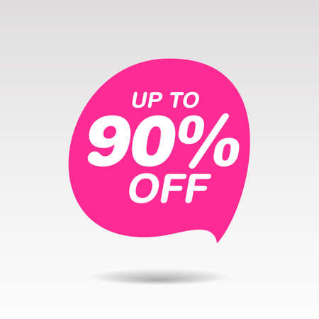 Discount up to 90 percent off speech bubble, Red Sale Sticker on white background - Vectorのイラスト素材