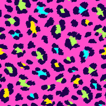 Seamless colorfull leopard print. Wild African cat furのイラスト素材