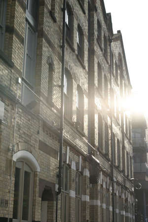 Sunshine on Old Liverpool Warehouseの写真素材