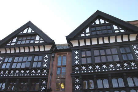 Black and White Buildings in Chesterの写真素材