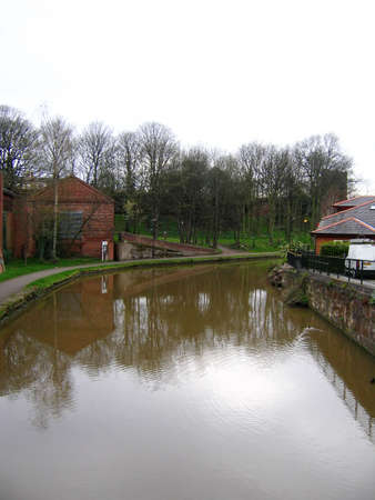 Canal Waterway in Chester Englandの写真素材