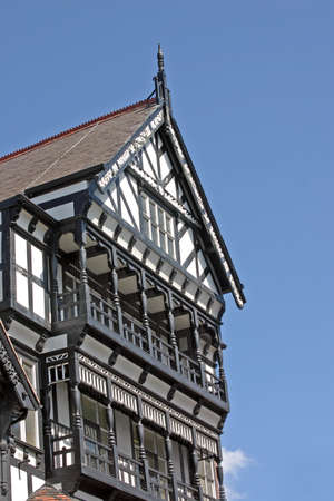 Old Black and White Building in Chester Englandの写真素材