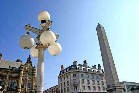 Obilisk and Street Light in Southportの写真素材