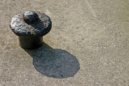Black Cast Iron Ships Mooring Bollard in Liverpool UK