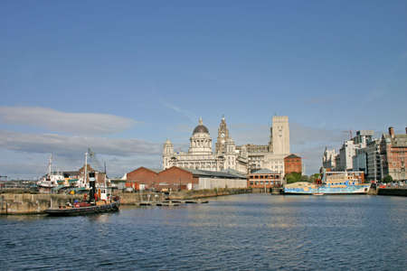 Two Liverpool Ships in Dock UK Englandの写真素材