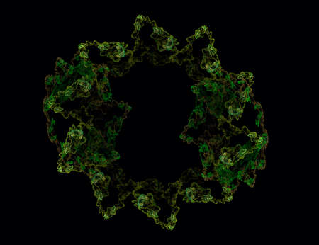 Green Abstract Organic Shape on Black Backgroundの写真素材