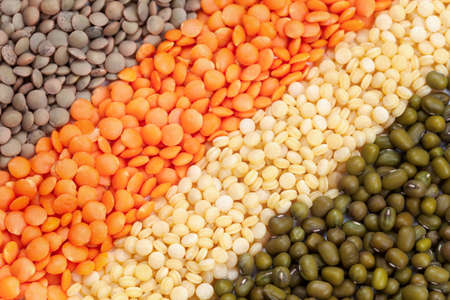 Variety of raw heathy super food legumes and grain