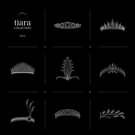 Tiara Collection 1 Line Art Illustration_Whiteの写真素材