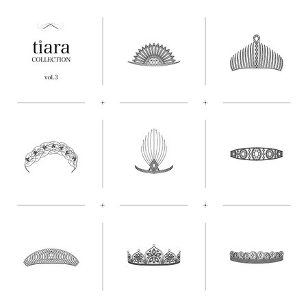Tiara Collection 3 Line Art Illustration_Blackの写真素材