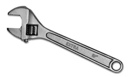Adjustable wrench, isolated on white の写真素材