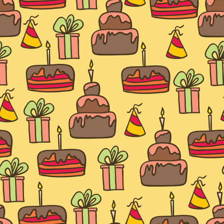 vector seamless colourful birthday patternのイラスト素材