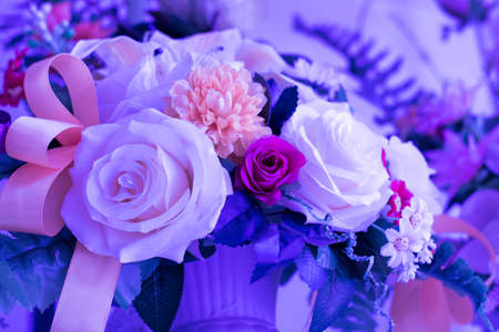 bouquet of roses with purple style,selective focusの写真素材